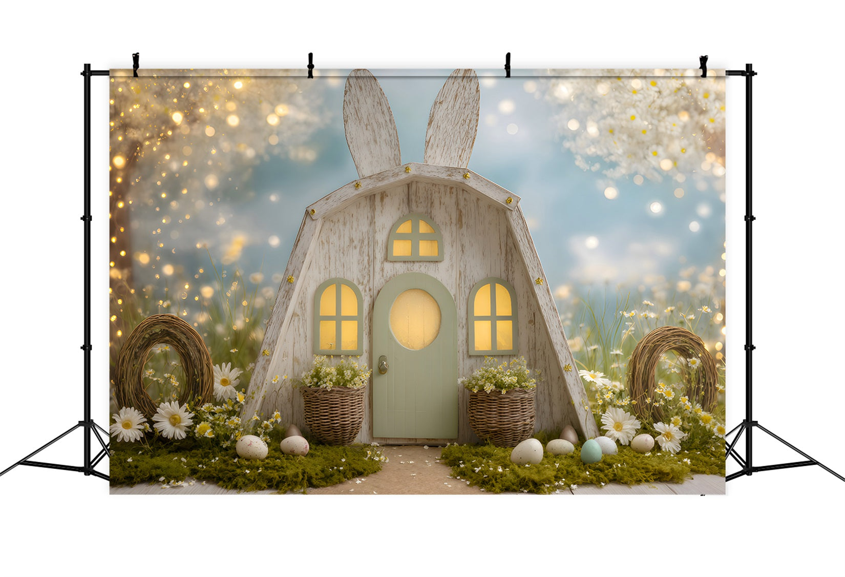 Easter Daisy Backdrop Ears Door Twig Wreaths Easter Backdrop Photos By Magali