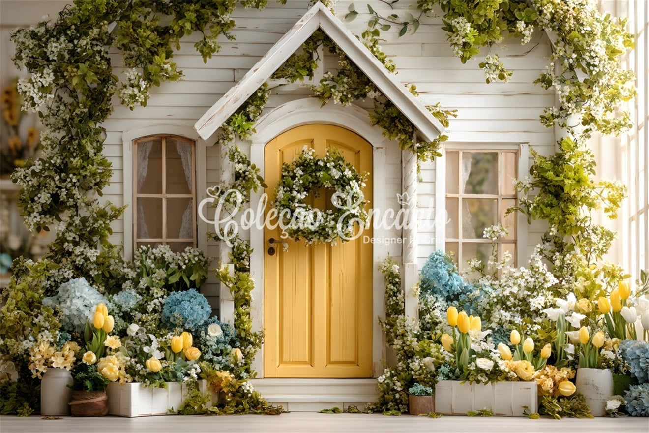 Easter European Garden Backdrop Sunny Cottage Door Hydrangea Bloom Easter Backdrop By Magali