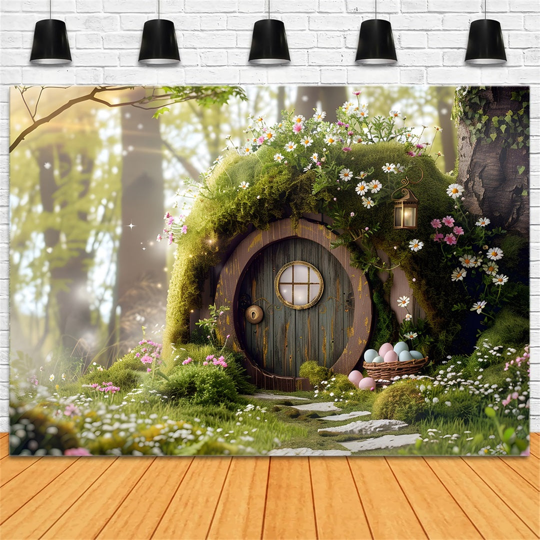 Bunny Burrow Backdrop Enchanted Moss Woodland Fairy Door Easter Backdrop For Photos By Magali