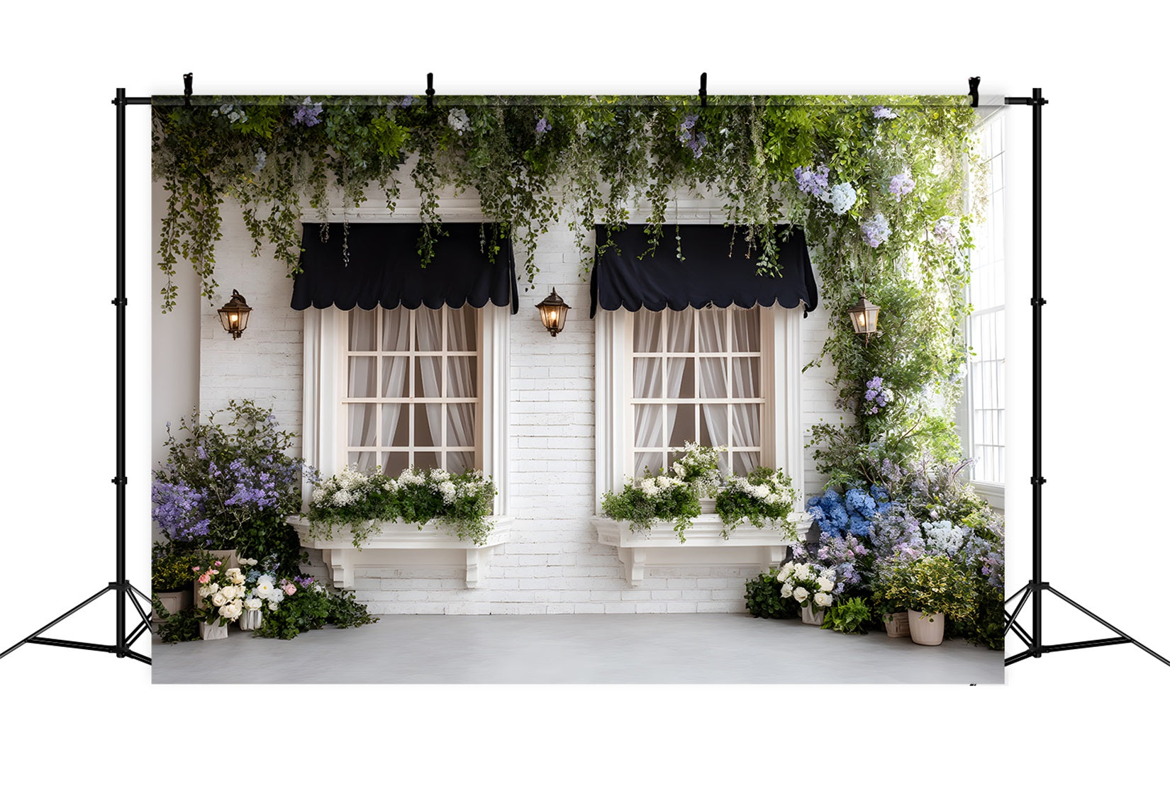 Easter Spring Backdrop Elegant Black Awning Floral Windows Backdrop For Easter By Magali