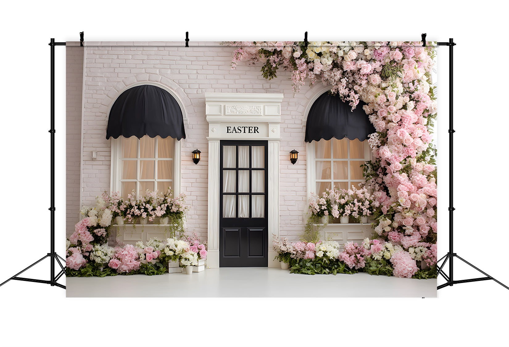 Easter Wreath Doorway Backdrop Pink Floral Brick Door Easter Picture Backdrop Ideas By Magali