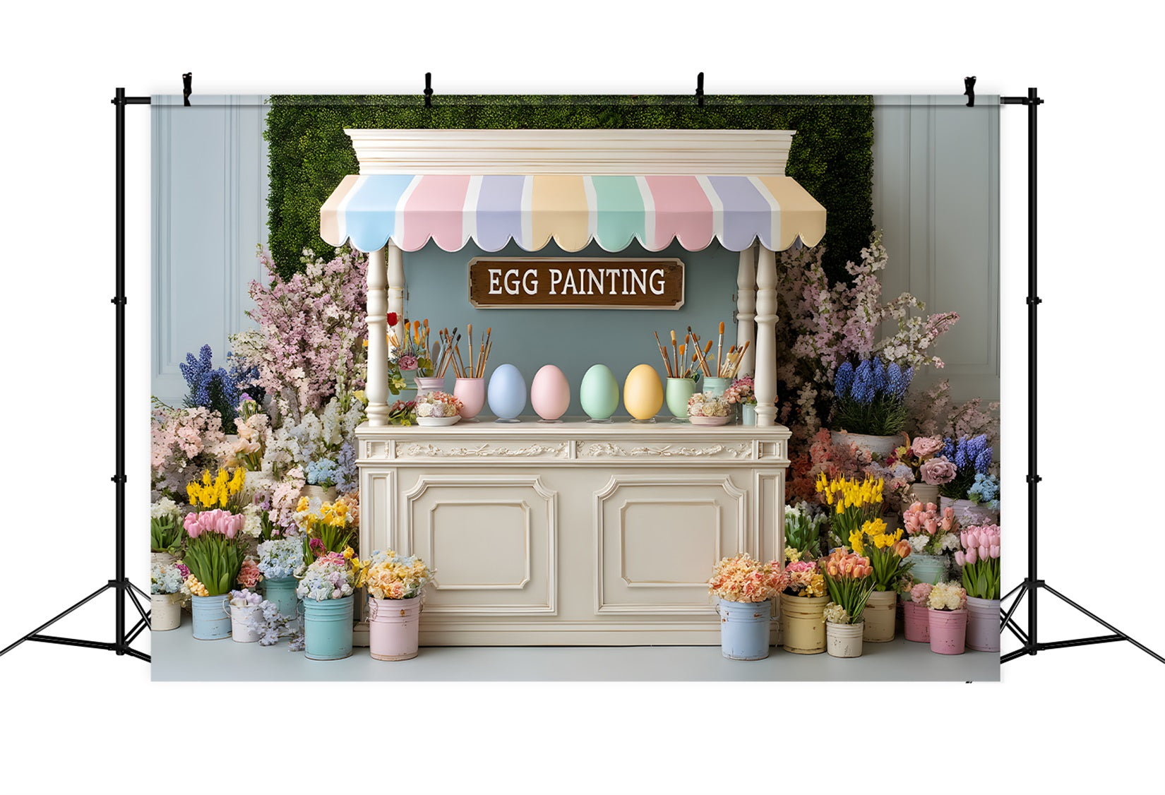 Easter Daffodil Backdrop Egg Painting Floral Stall Backdrop For Easter Pictures By Magali
