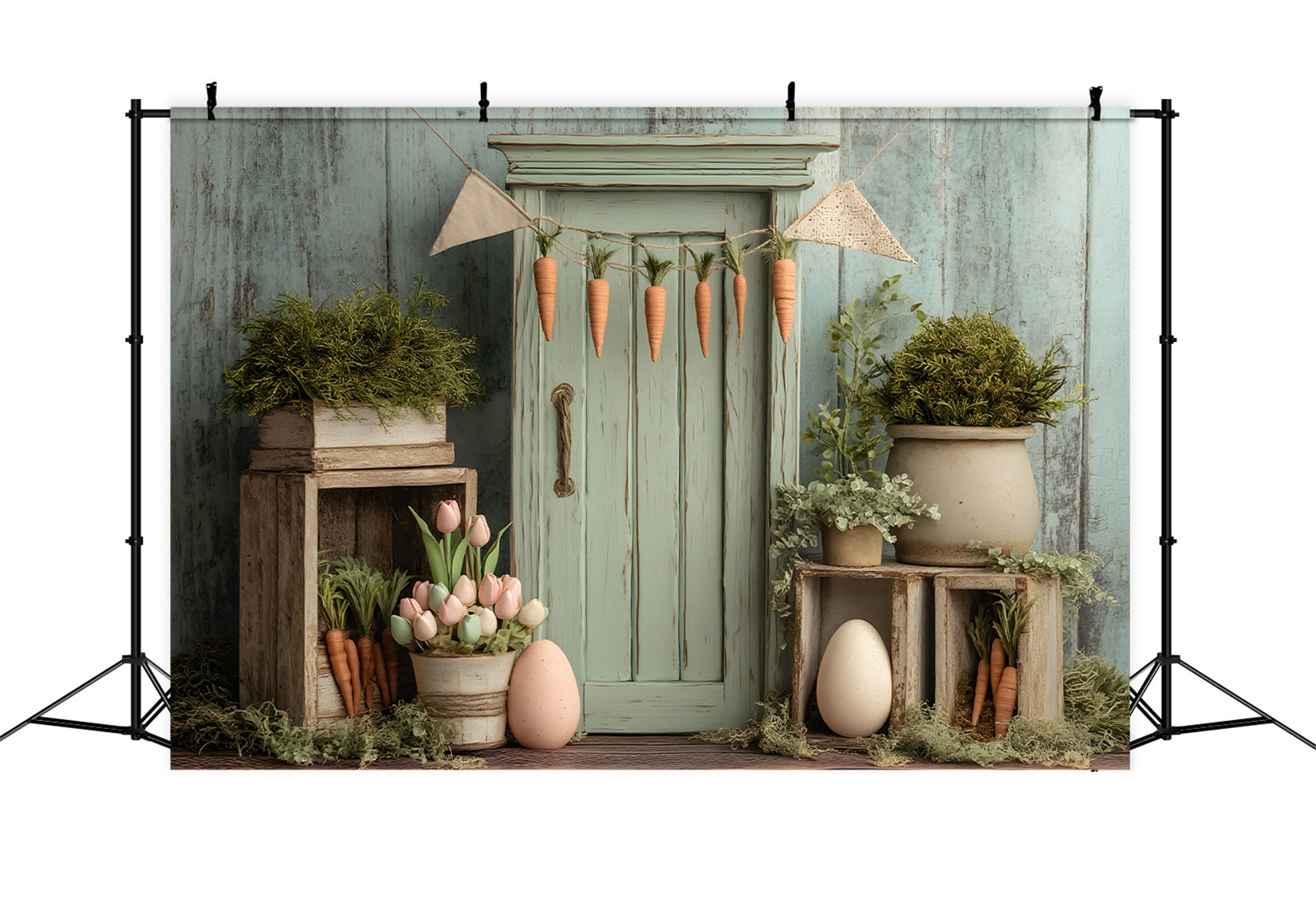 Carrot Backdrop Tulip Egg Rustic Wood Door Easter Backdrops For Photography By Magali