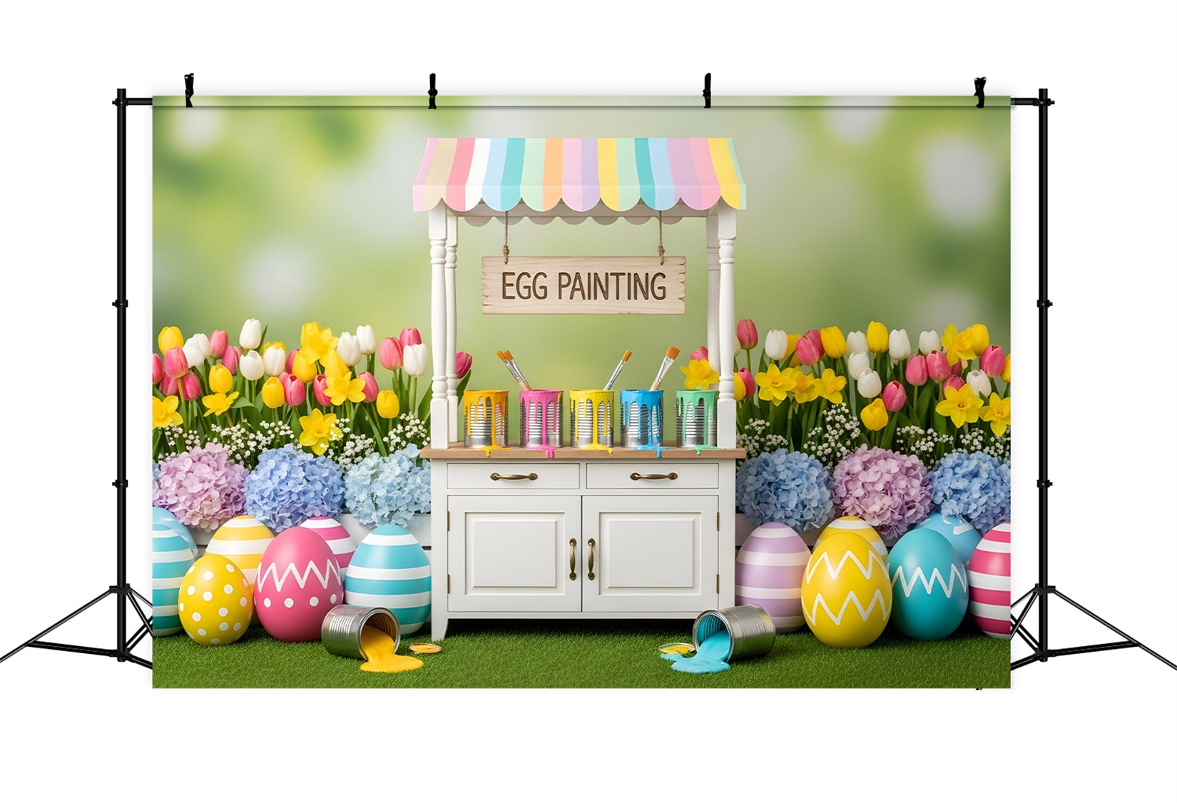 Easter Tulip Backdrop Egg Painting Flower Stall Easy Easter Backdrops By Magali