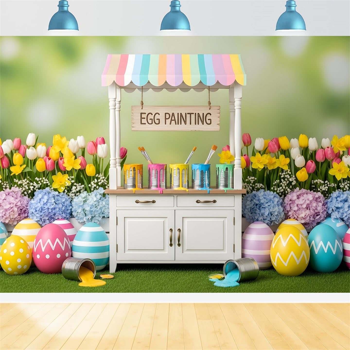 Easter Tulip Backdrop Egg Painting Flower Stall Easy Easter Backdrops By Magali