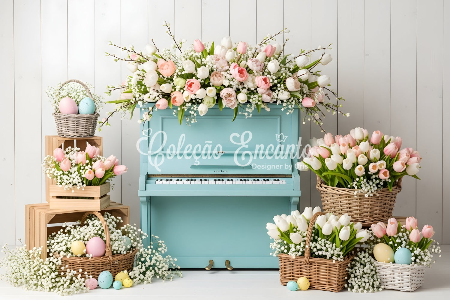 Easter Tulip Backdrop Blue Piano Egg Baskets Easter Photo Booth Backdrop Ideas By Magali