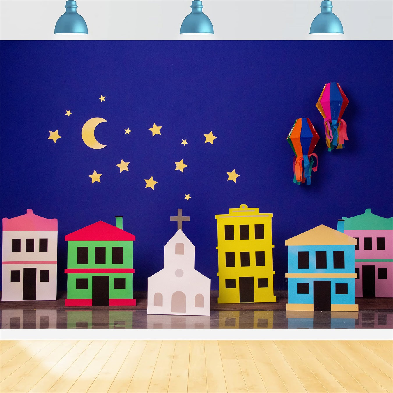 Childrens Photo Backdrops Paper Village Starry Night Moon And Stars Backdrop By Magali