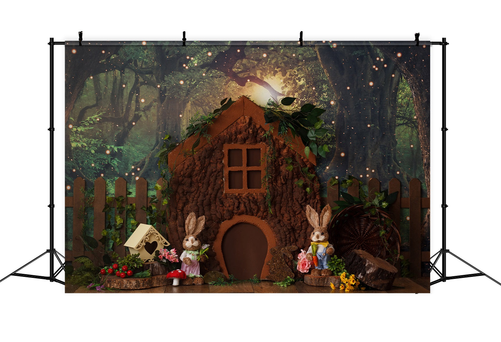 Children Photography Backdrop Enchanted Forest Treehouse Cottage Easter Bunny Backdrop By Magali