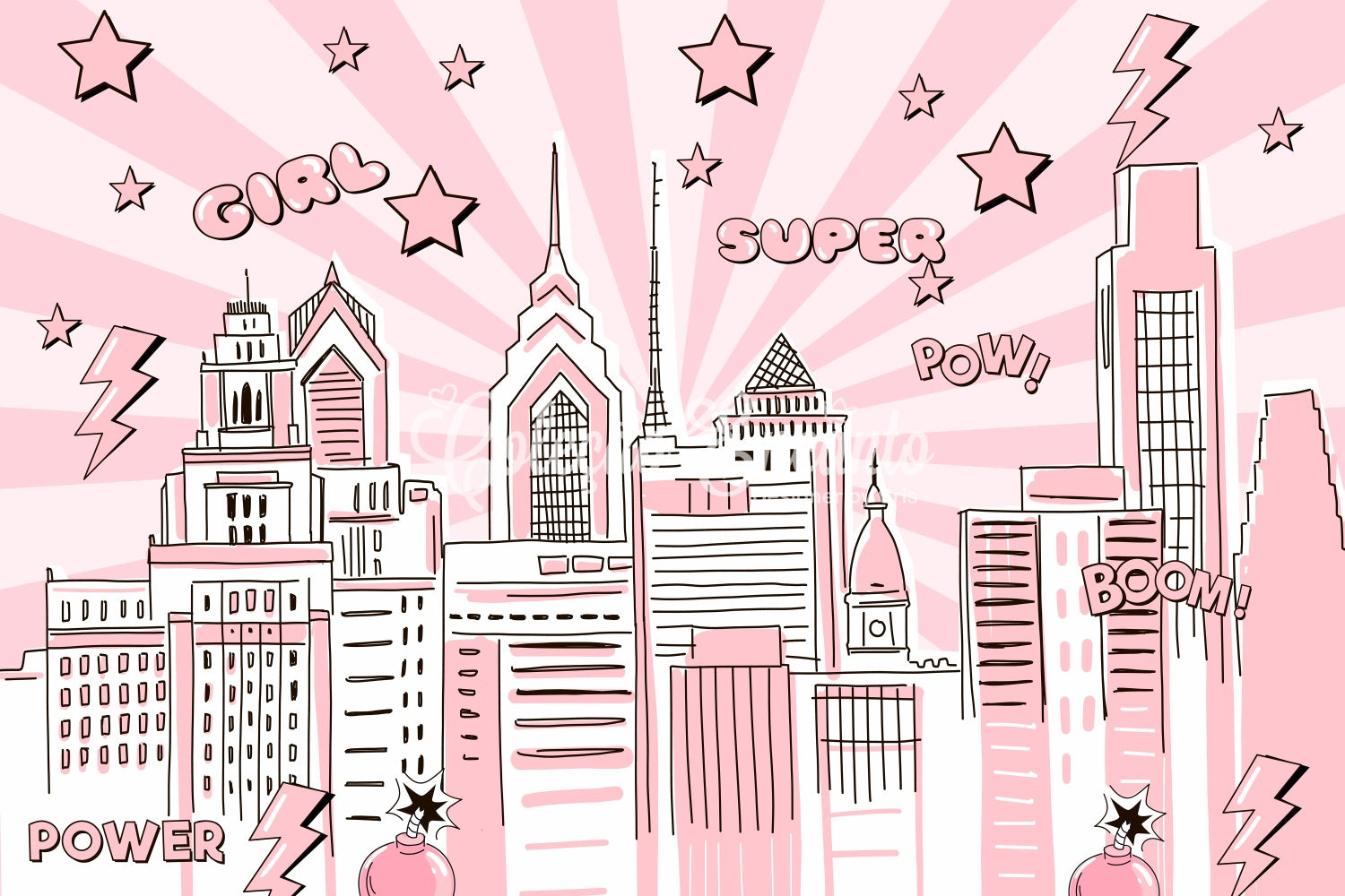 Kids Backdrops Pink Comic City Power Burst Newborn Photography Backdrop By Magali