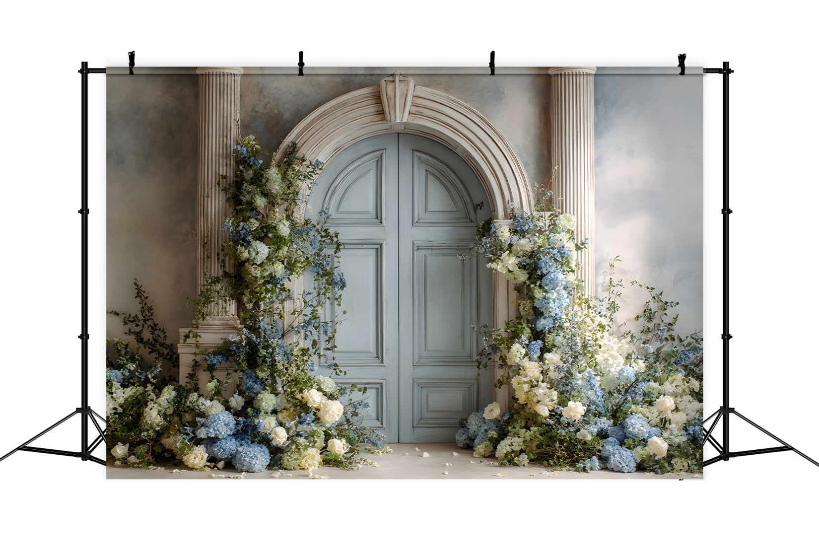 Mother's Day Photo Booth Backdrop Blue Hydrangeas White Roses Mothers Day Backdrop Design By Magali