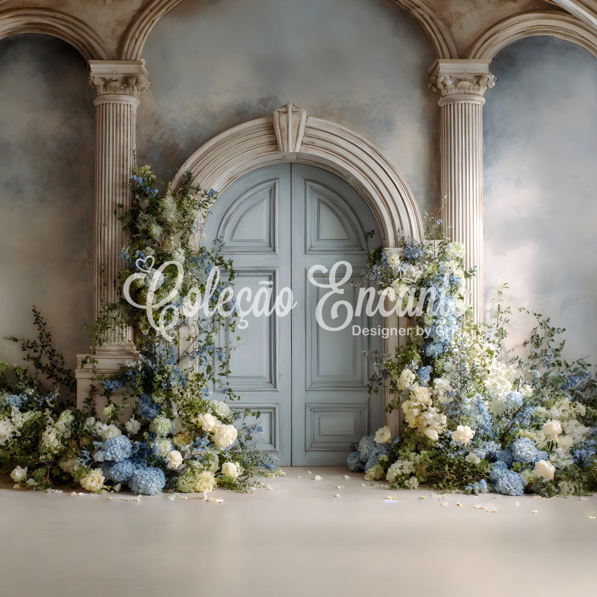Mother's Day Photo Booth Backdrop Blue Hydrangeas White Roses Mothers Day Backdrop Design By Magali