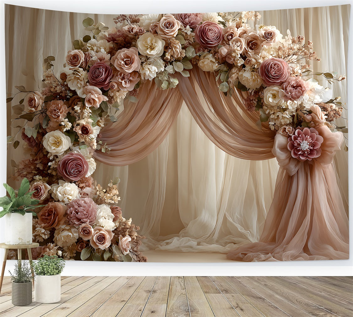 Backdrop For Mothers Day Blush Rose Arch Draped Curtains Mother's Day Picture Backdrop By Magali