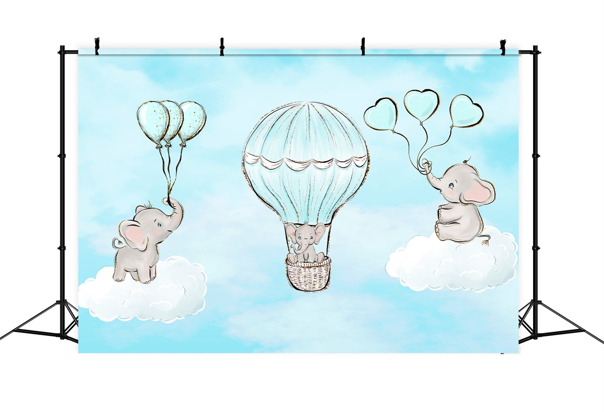 Backdrops For Kids Baby Elephant Cloud Balloon Ride Newborn Photo Backdrop By Magali