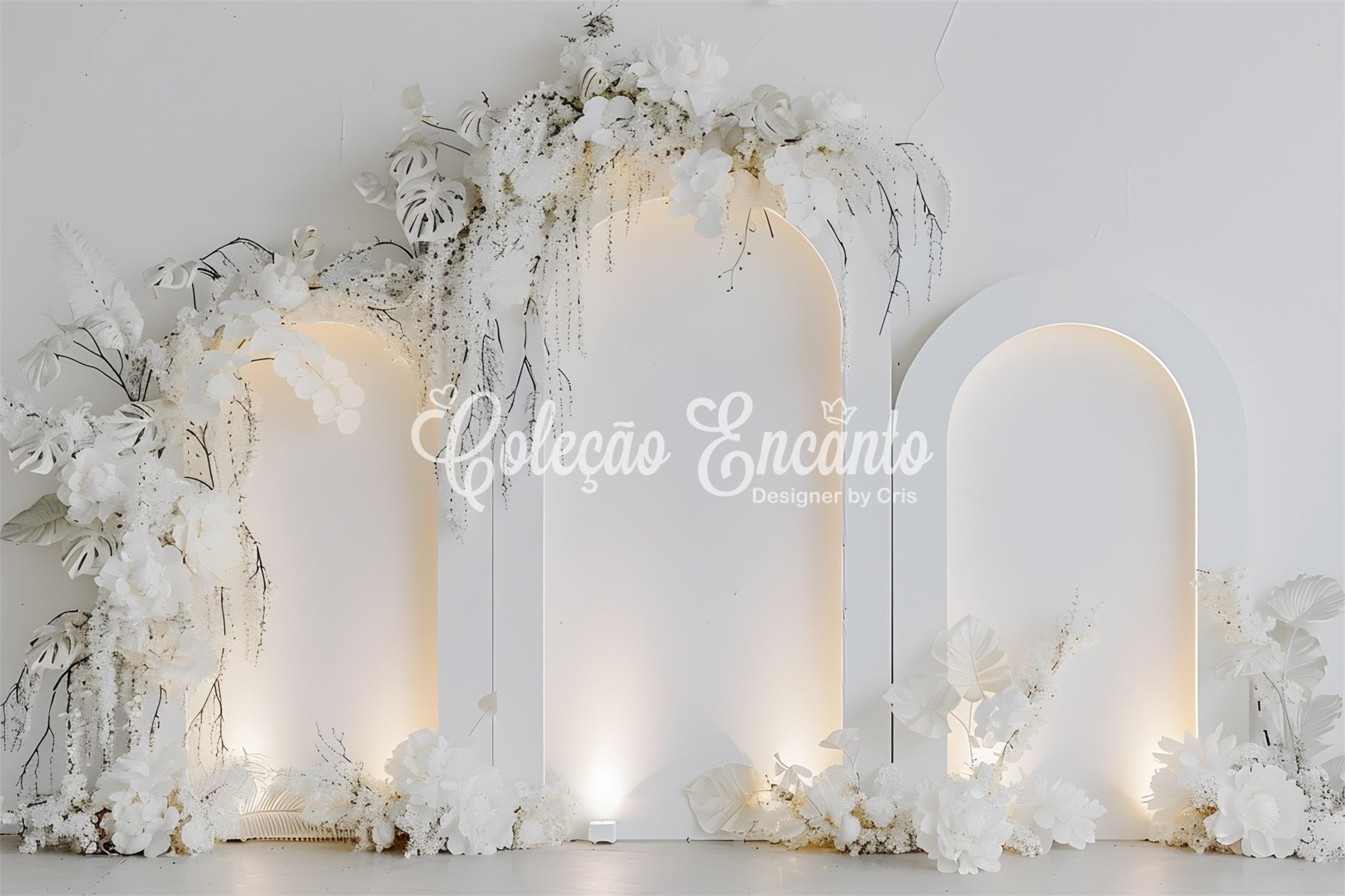 Mother's Day Photo Booth Backdrops Soft White Gold Floral Delight Happy Mother's Day Backdrop By Magali