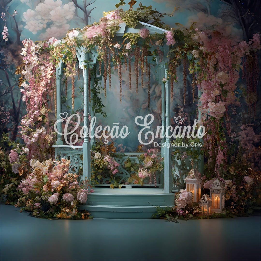 Happy Mother's Day Backdrop Rustic Gazebo Floral Surround Mother's Day Backdrop With Flowers By Magali