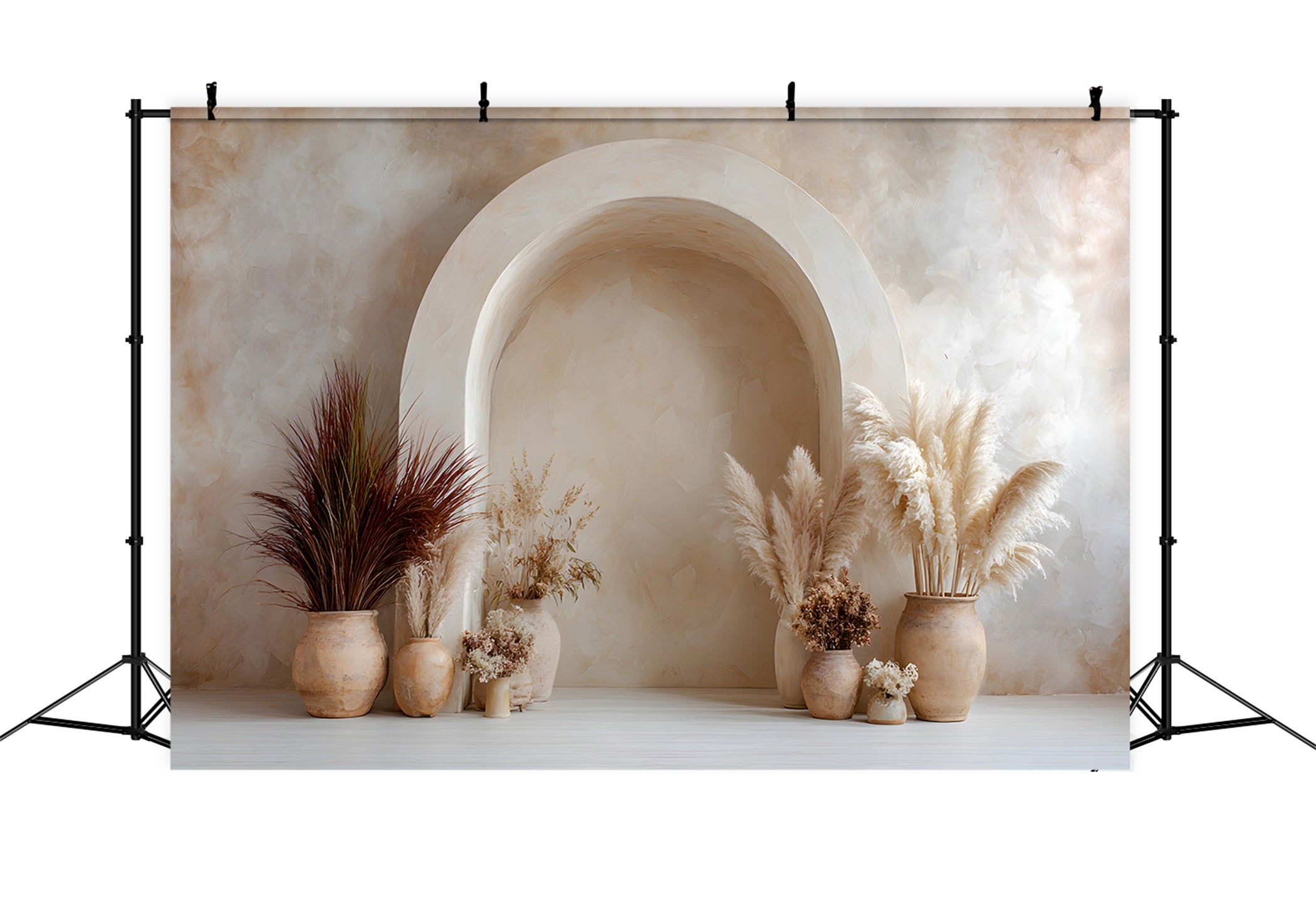 Photo Booth Mother's Day Backdrop Boho Beige Pampas Arch Backdrop Mother Day By Magali
