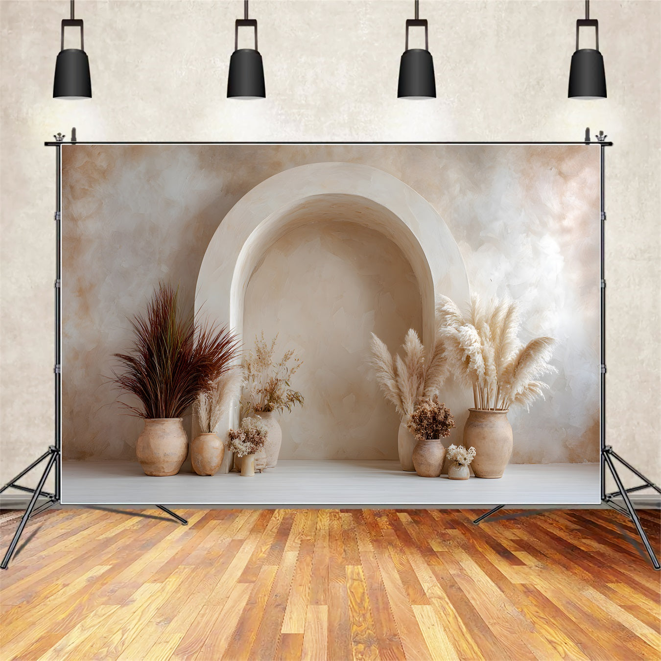 Photo Booth Mother's Day Backdrop Boho Beige Pampas Arch Backdrop Mother Day By Magali