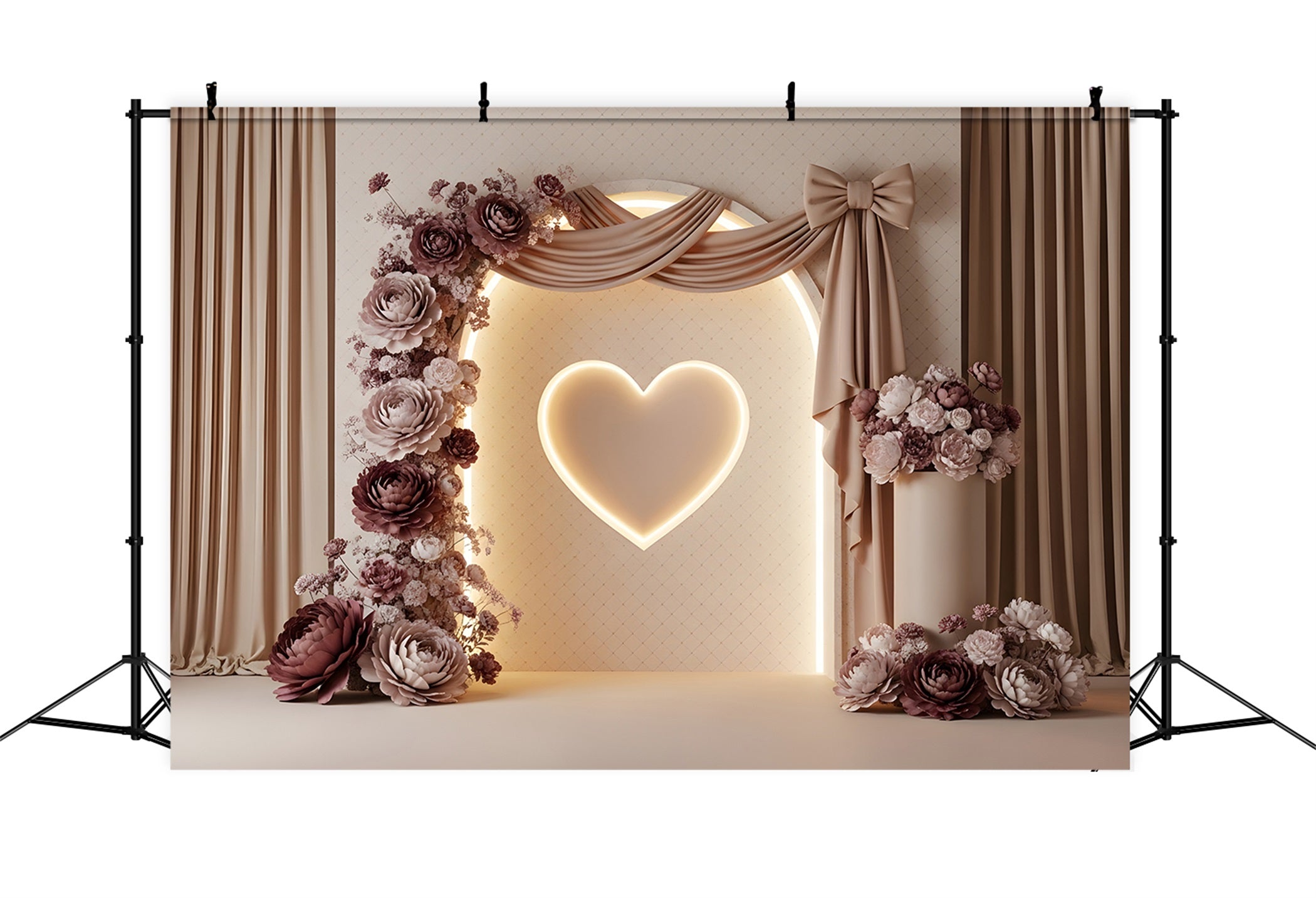 Mother's Day Photo Backdrops Mocha Heart Arch Bow Bloom Photo Booth Mother's Day Backdrop Ideas By Magali