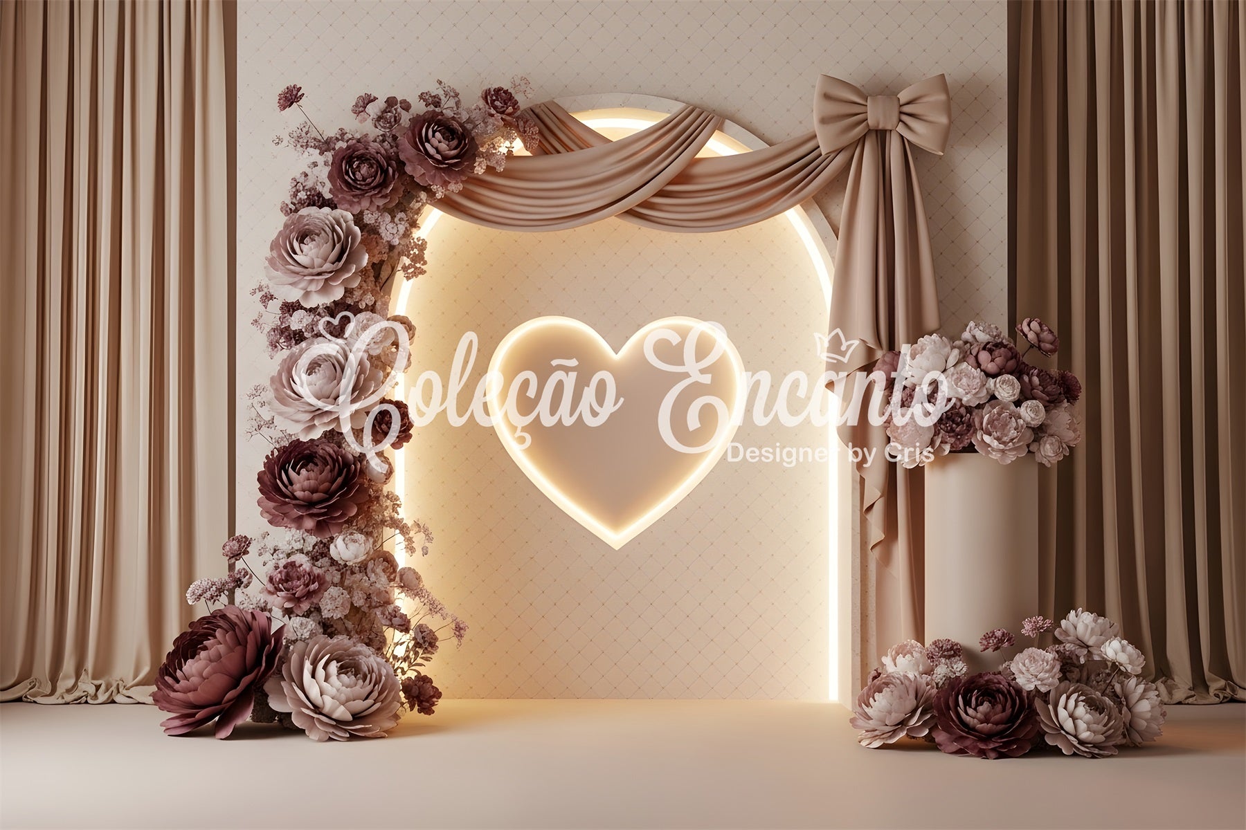 Mother's Day Photo Backdrops Mocha Heart Arch Bow Bloom Photo Booth Mother's Day Backdrop Ideas By Magali