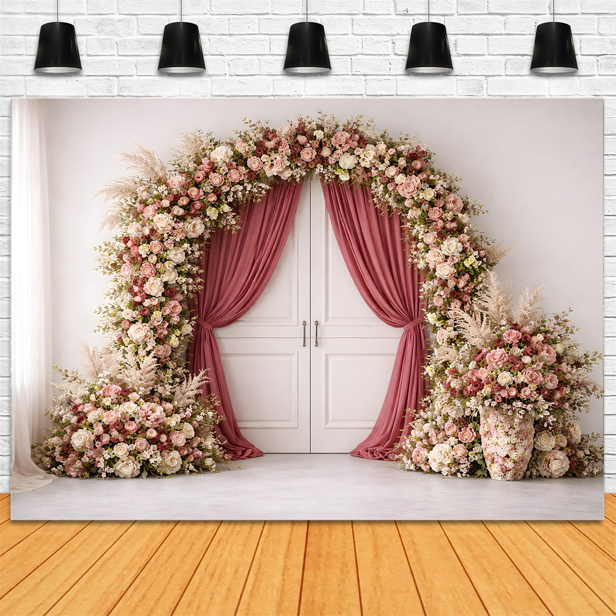 Mothers Day Photo Backdrops Pink Rose Doorway Curtain Arch Mothers Day Photo Booth Backdrop By Magali