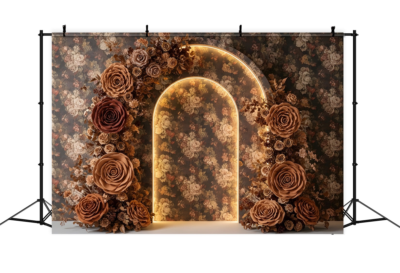 Mother's Day Photoshoot Backdrop Vintage Mocha Rose Arch Glow Mothers Day Photoshoot Backdrop By Magali