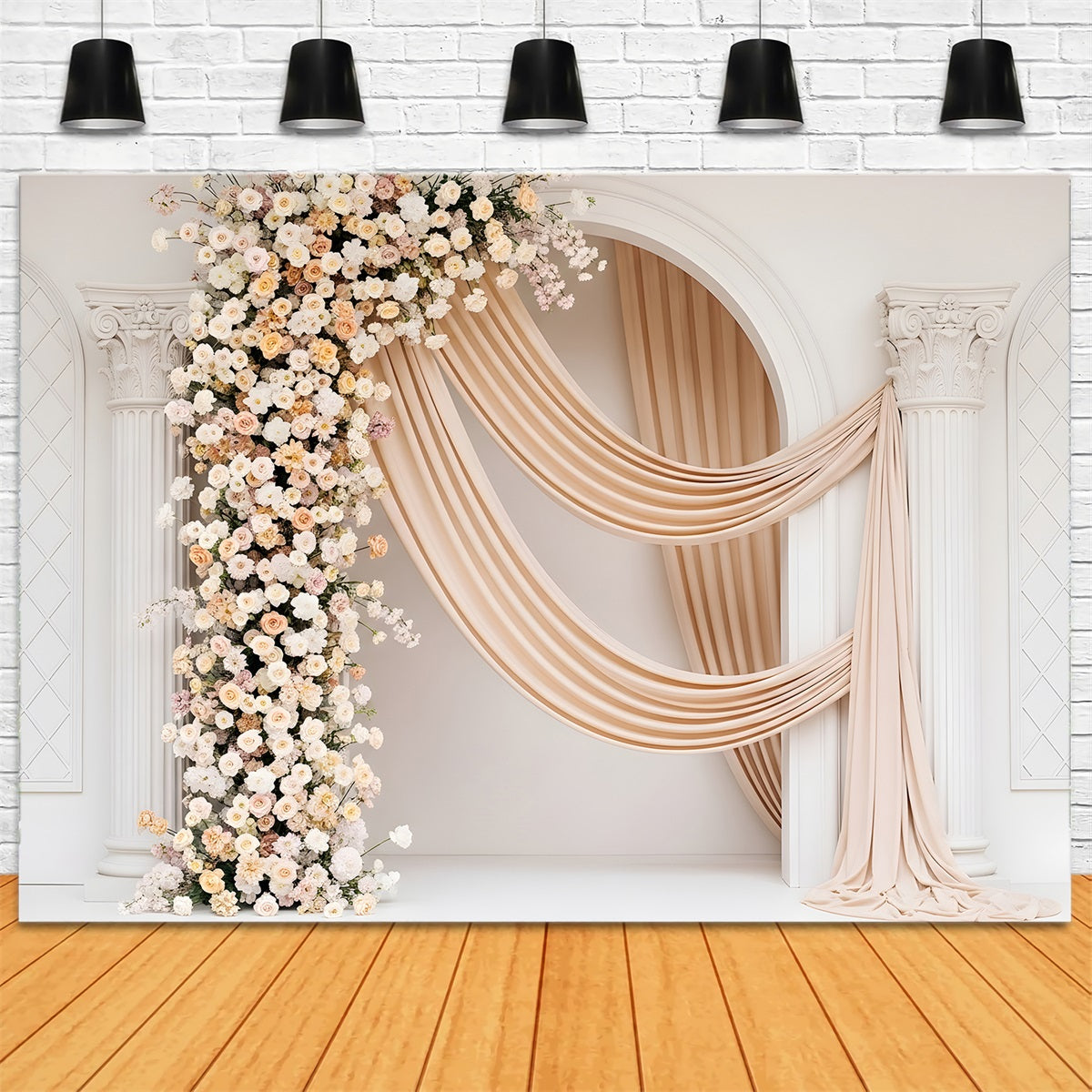 Photo Backdrops For Mothers Day Ivory Bloom Column Drape Elegance Mothers Day Flower Backdrop By Magali