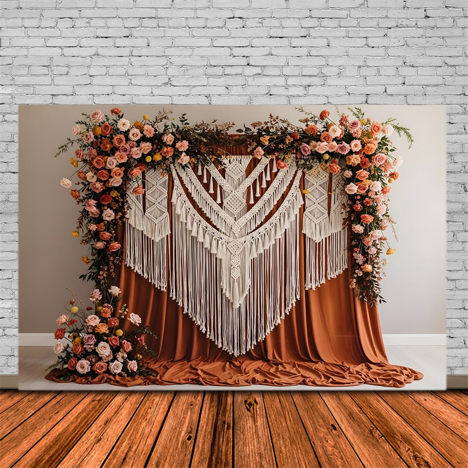 Backdrop Mother's Day Terracotta Macrame Floral Drape Wall Mother's Day Photo Backdrop By Magali