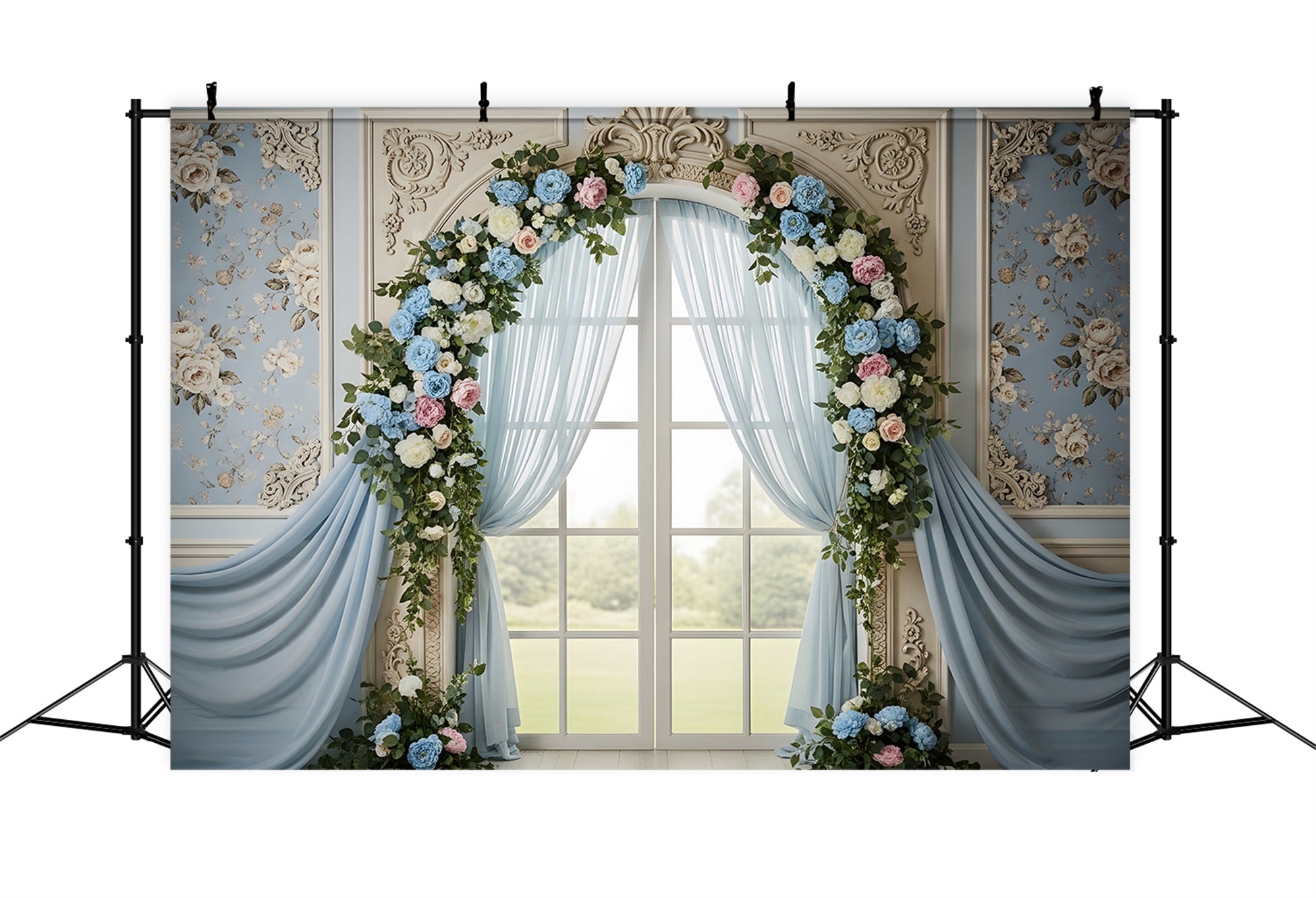 Mother's Day Photography Backdrops Blue Blossom Window Arch Drapes Mothers Day Backdrop Ideas By Magali