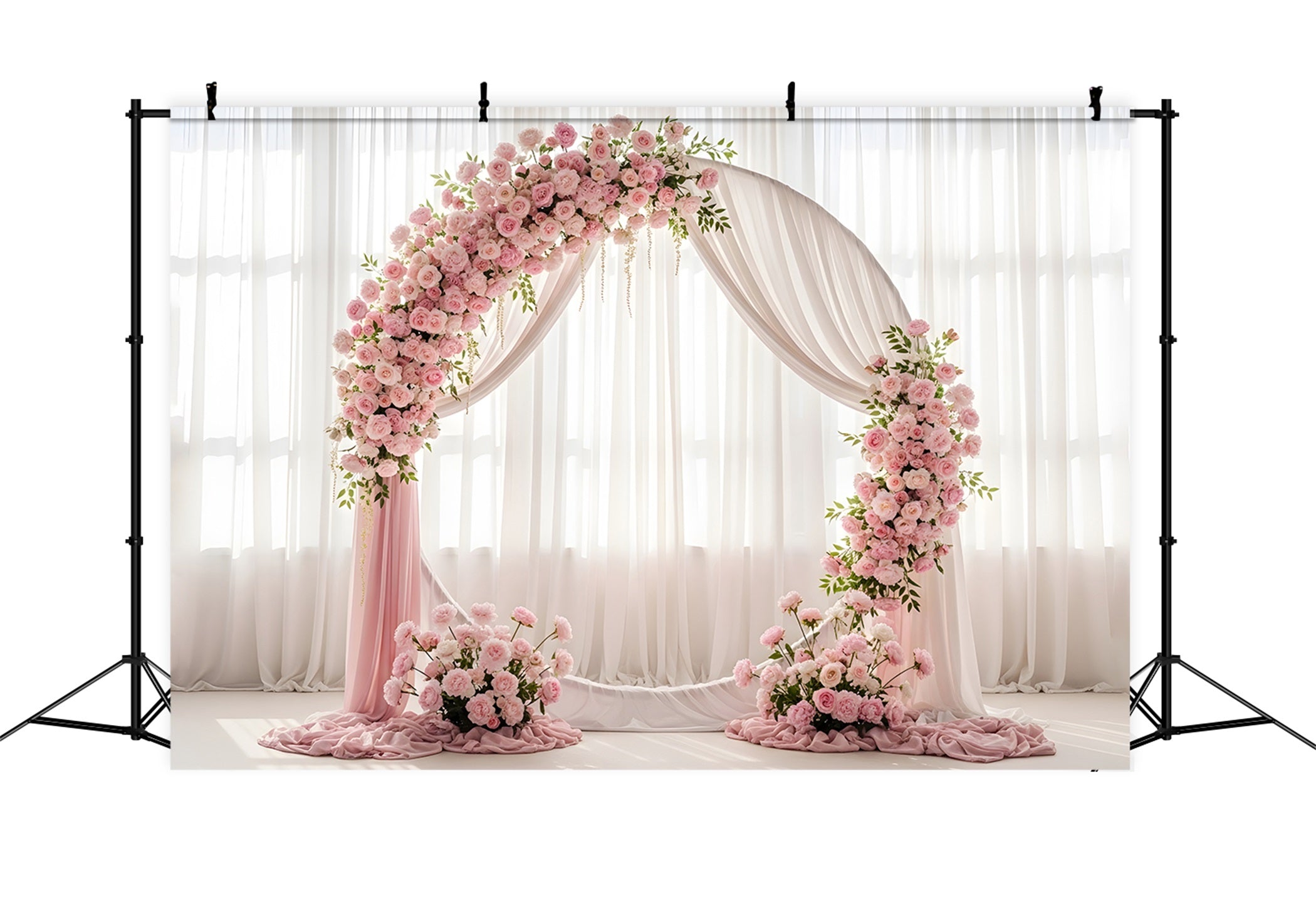 Mother's Day Photo Backdrop Blush Floral Arch Draped Romance Backdrop For Mothers Day By Magali