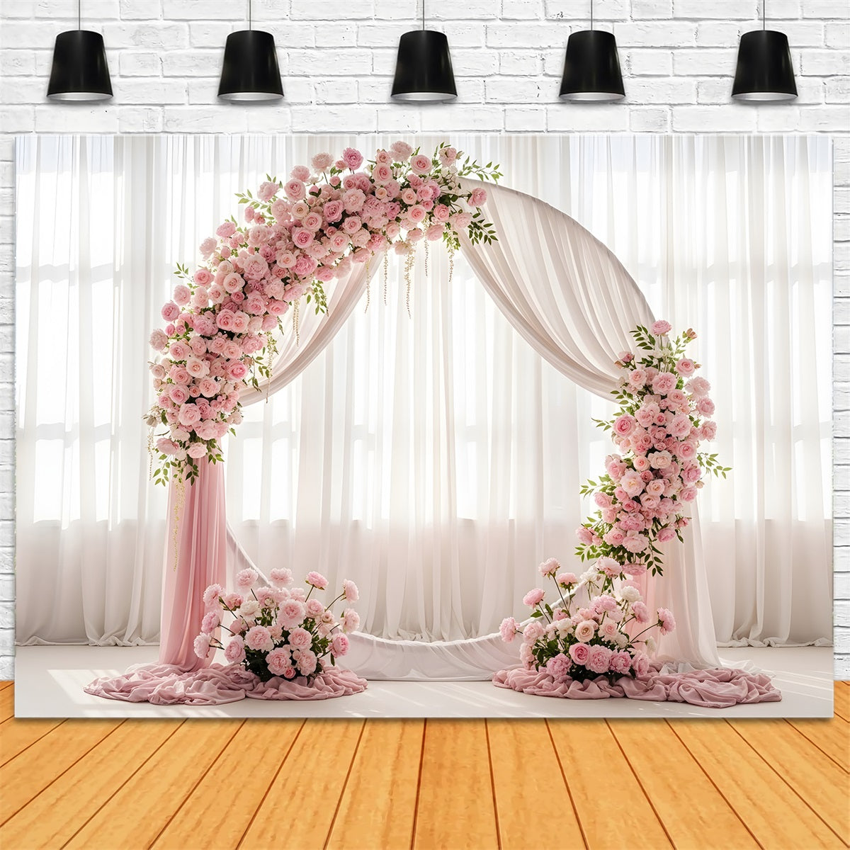 Mother's Day Photo Backdrop Blush Floral Arch Draped Romance Backdrop For Mothers Day By Magali