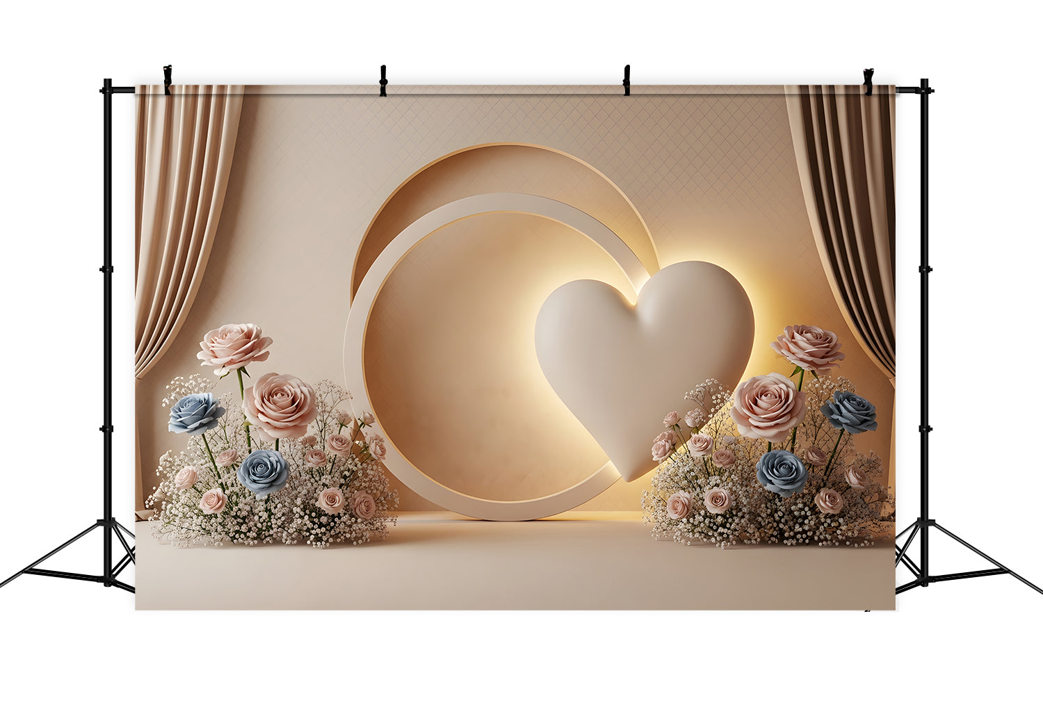 Mothers Day Backdrops Minimalist Heart Circle Rose Bloom Mothers Day Backdrop Design By Magali