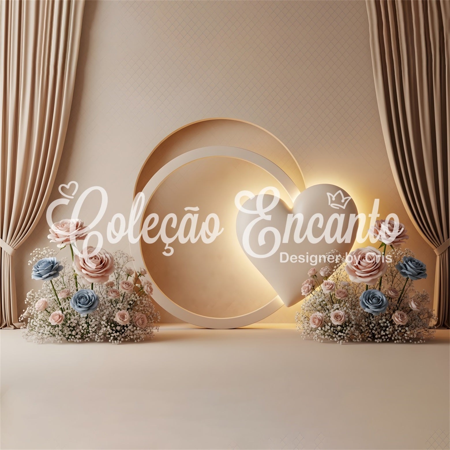 Mothers Day Backdrops Minimalist Heart Circle Rose Bloom Mothers Day Backdrop Design By Magali