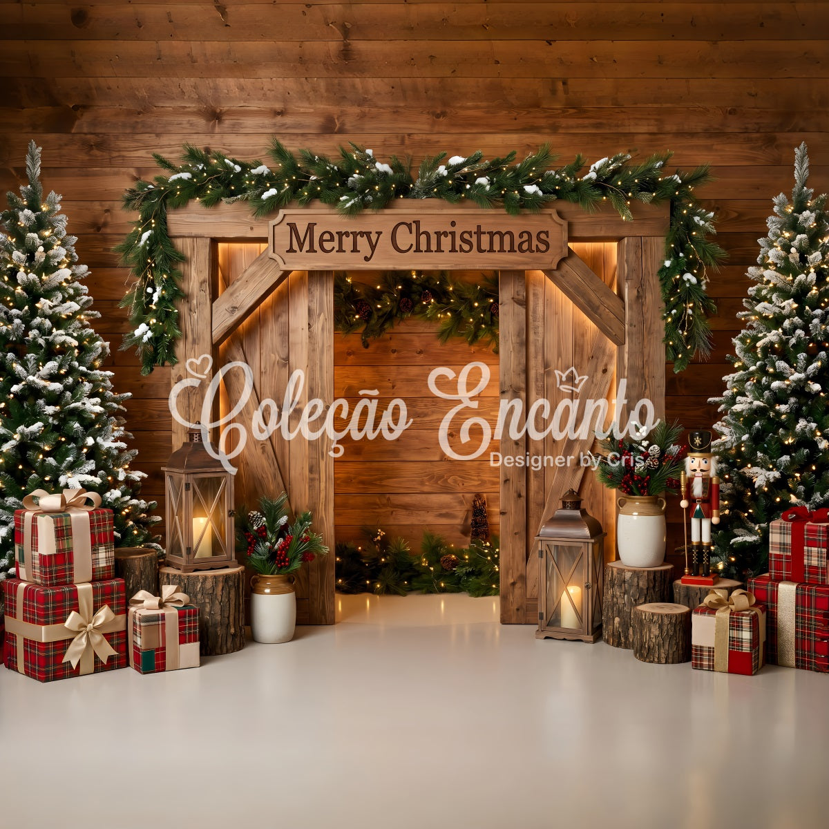 Christmas Backdrop For Photoshoot Rustic Barn Arch Nutcracker Christmas Backdrops For Pictures CEM65-211