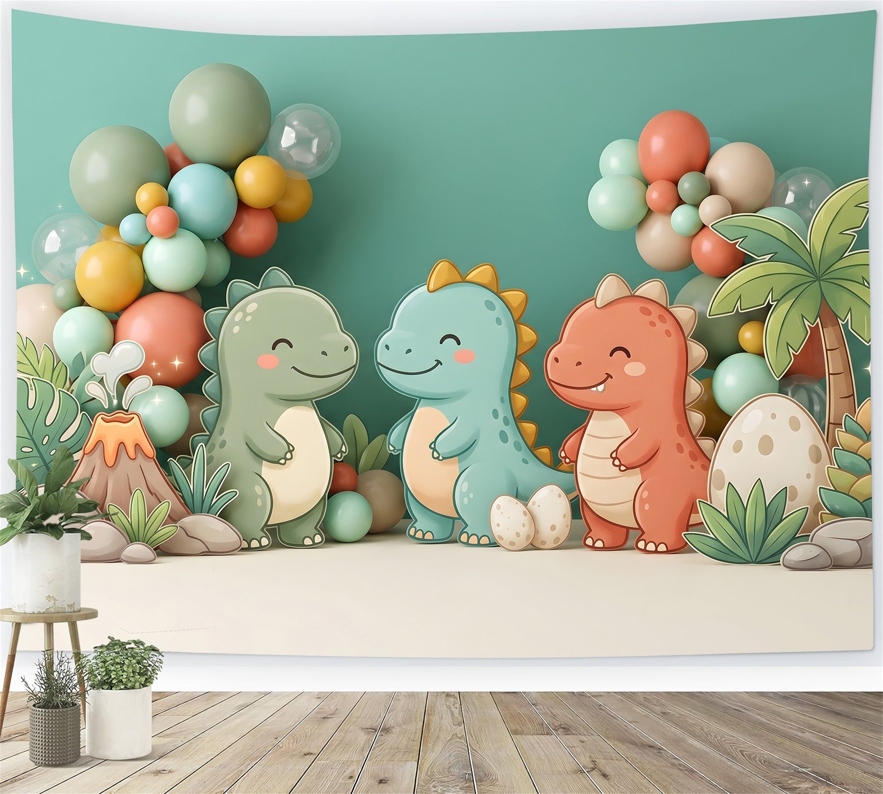 Children Backdrops Cute Dinosaur Volcano Balloon Newborn Photography Backdrops CEM65-26