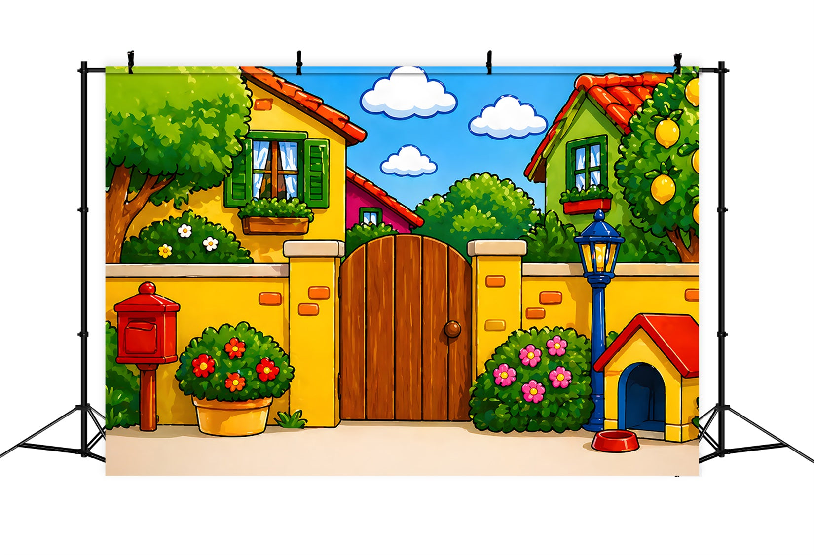 Newborn Backdrops Sunny Cartoon Garden Pet Yard Kids Photo Backdrop CEM65-4
