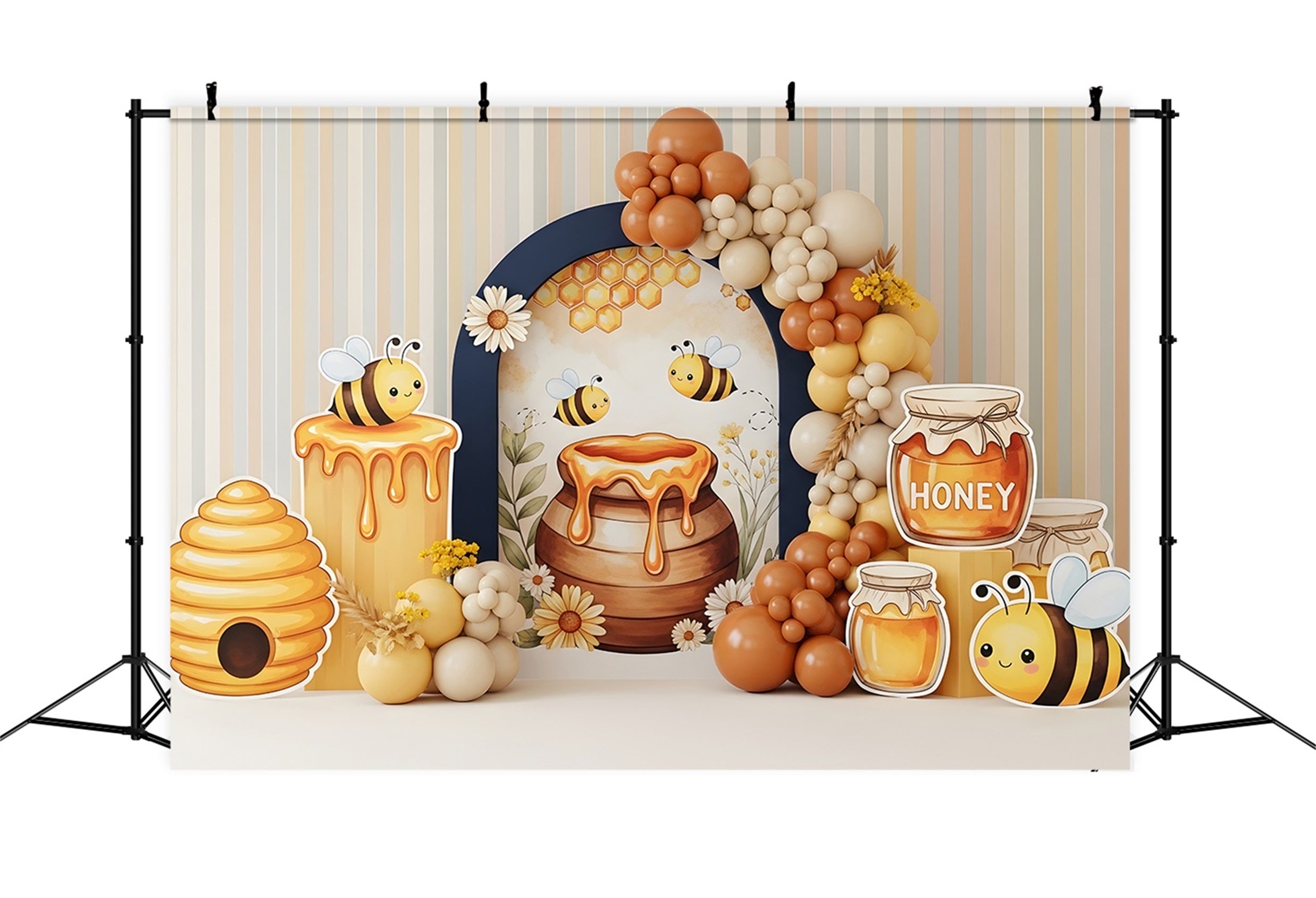 Kids Backdrop Photoshoot Honey Bee Beehive Balloon Arch Children's Backdrop CEM65-43