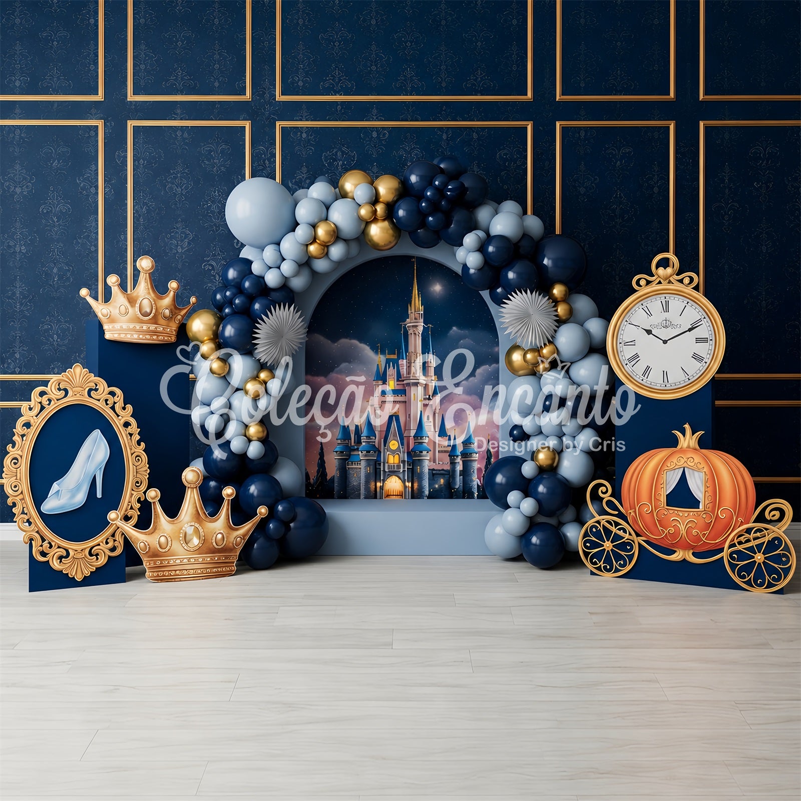 Backdrop for Children Midnight Castle Crown Carriage Decor Newborn Photo Backdrops CEM65-46