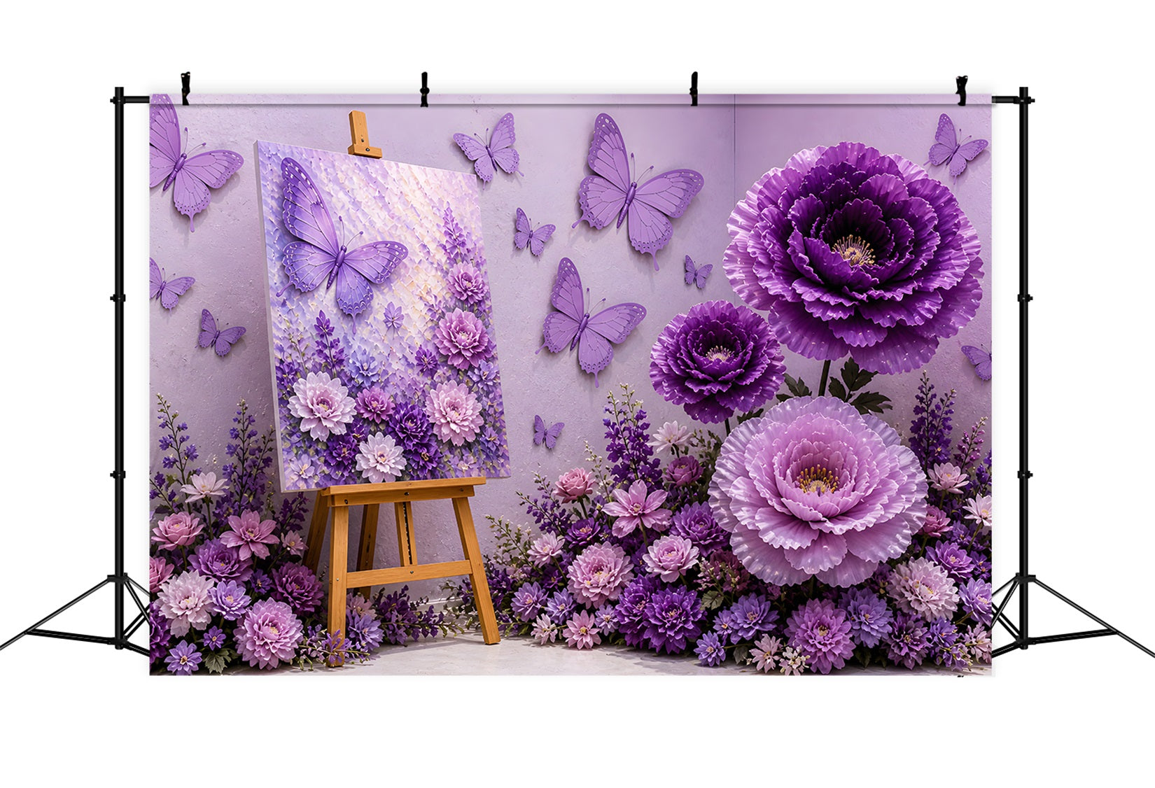 Kids Backdrops Purple Butterfly Floral Art Newborn Photography Backdrop CEM65-6