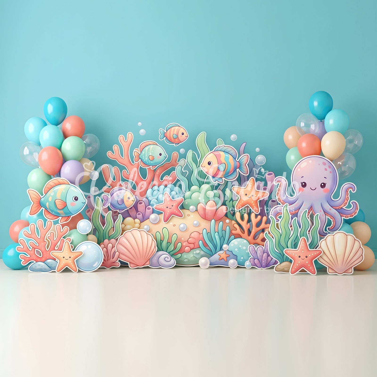 Backdrops for Kids Ocean Fish Octopus Coral Children Photography Backdrops CEM65-67
