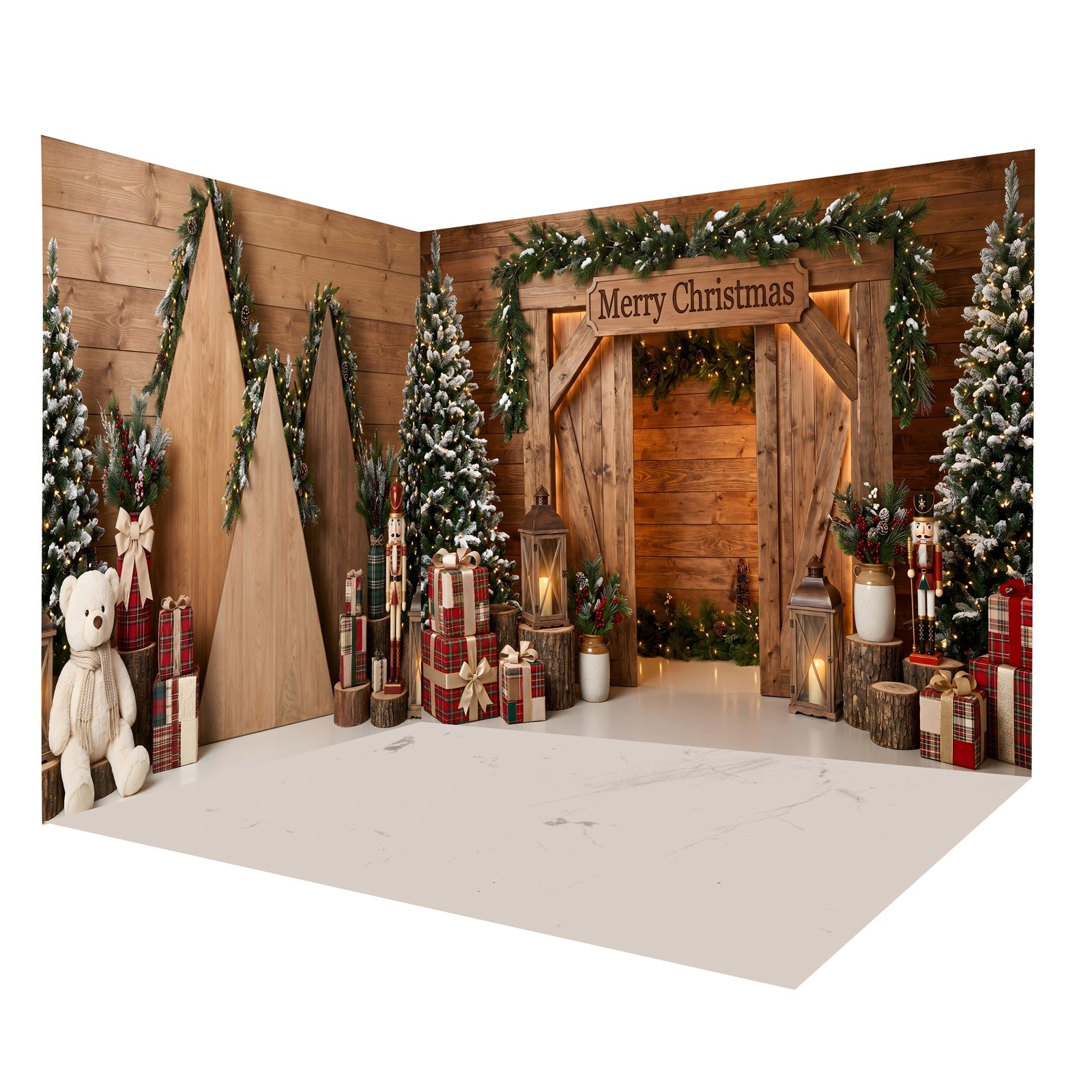 Christmas Backdrop Rustic Wooden Arch Backdrop Room Set CEMRMS65-18