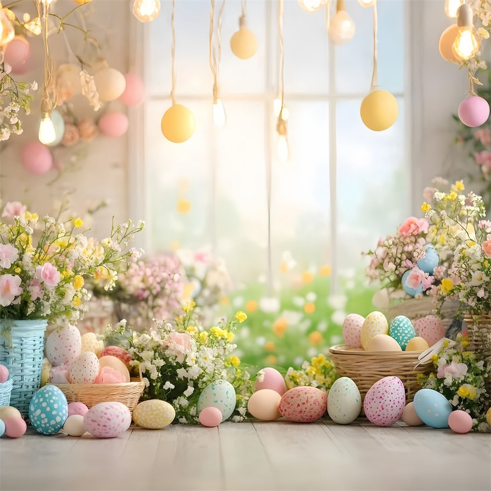 Easter Picture Backdrops Egg Floral Window Backdrop CJJ-171
