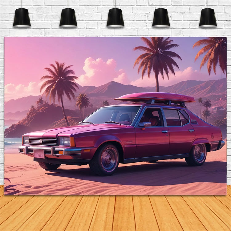 Pink Girl Movie Backdrop Sunset Coastal Drive Backdrop CJJ2-105