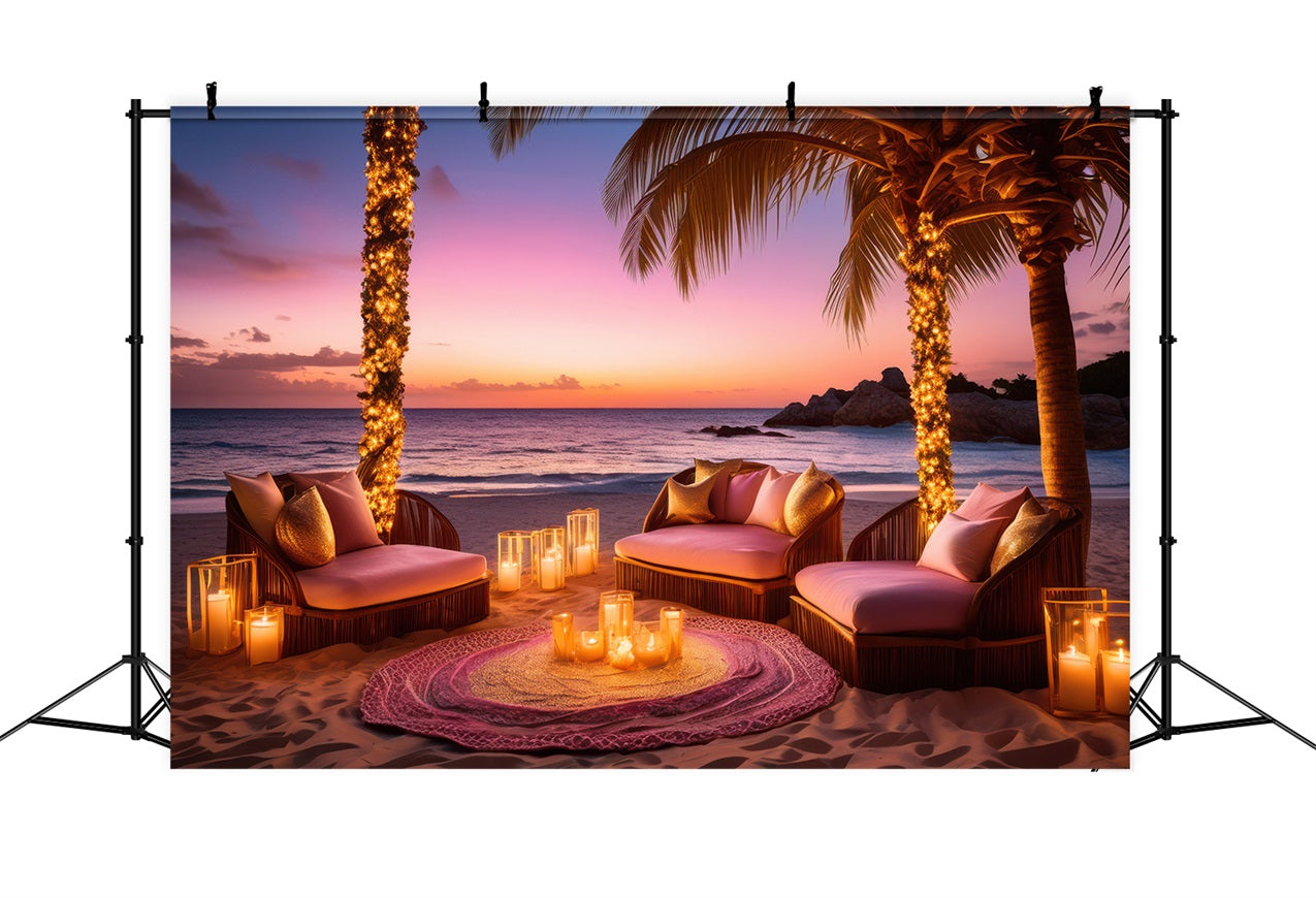 Pink Girl Backdrop Beachfront Candlelight Retreat Backdrop CJJ2-110