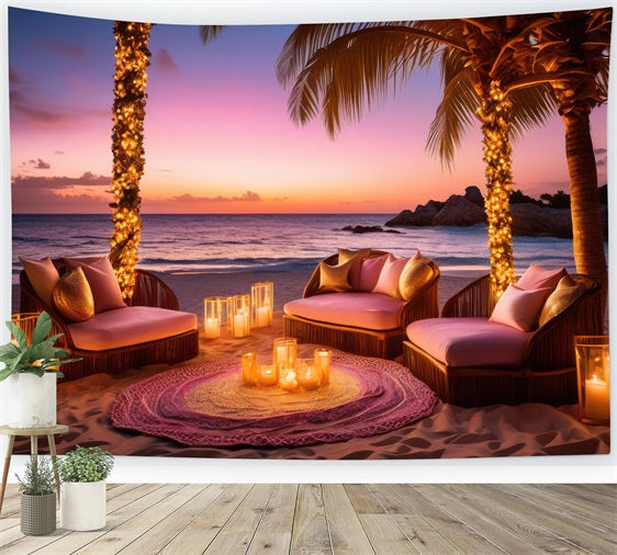 Pink Girl Backdrop Beachfront Candlelight Retreat Backdrop CJJ2-110