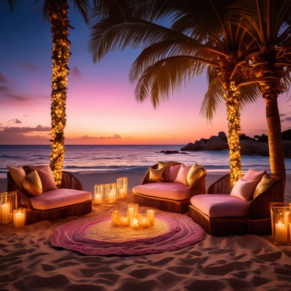 Pink Girl Backdrop Beachfront Candlelight Retreat Backdrop CJJ2-110