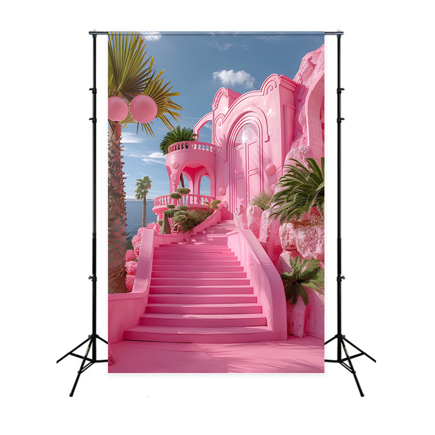 Pink Girl Backdrop Backdrop Ideas Castle Entrance Staircase Backdrop CJJ2-116