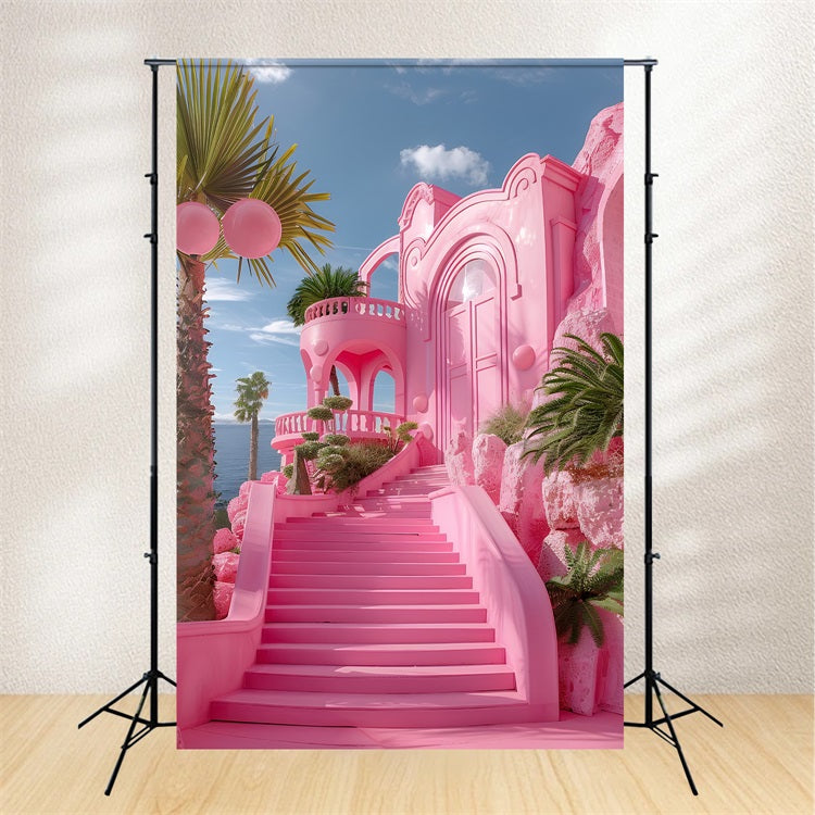 Pink Girl Backdrop Backdrop Ideas Castle Entrance Staircase Backdrop CJJ2-116