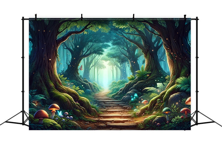 Fantasy Forest Backdrop Mystical Forest Sunlit Path Backdrop CJJ2-123