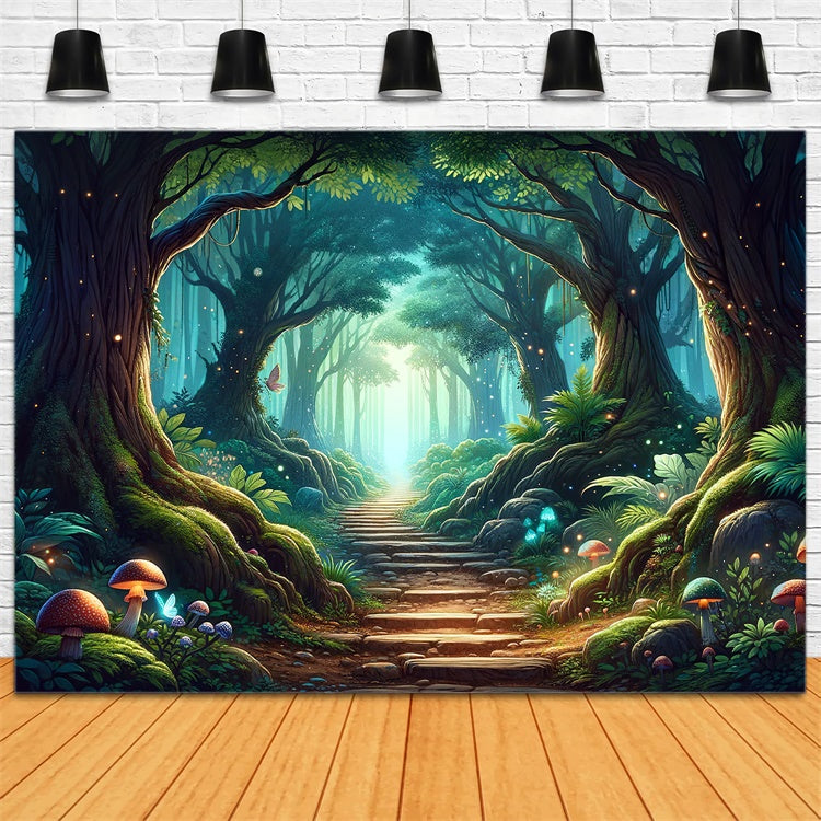 Fantasy Forest Backdrop Mystical Forest Sunlit Path Backdrop CJJ2-123