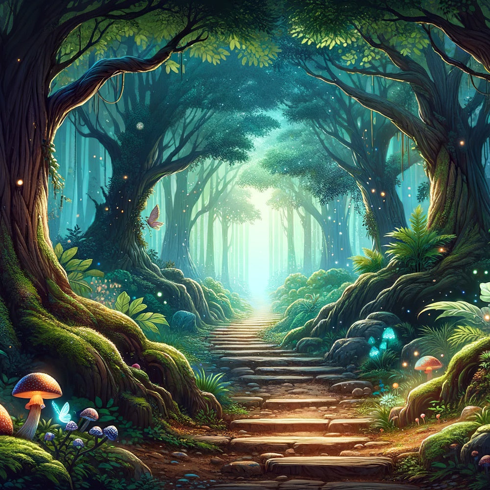 Fantasy Forest Backdrop Mystical Forest Sunlit Path Backdrop CJJ2-123